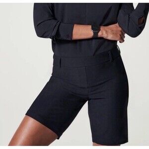NWT Spanx XL Sunshine Shorts 10” Black Bermuda Long Travel Casual Minimalist